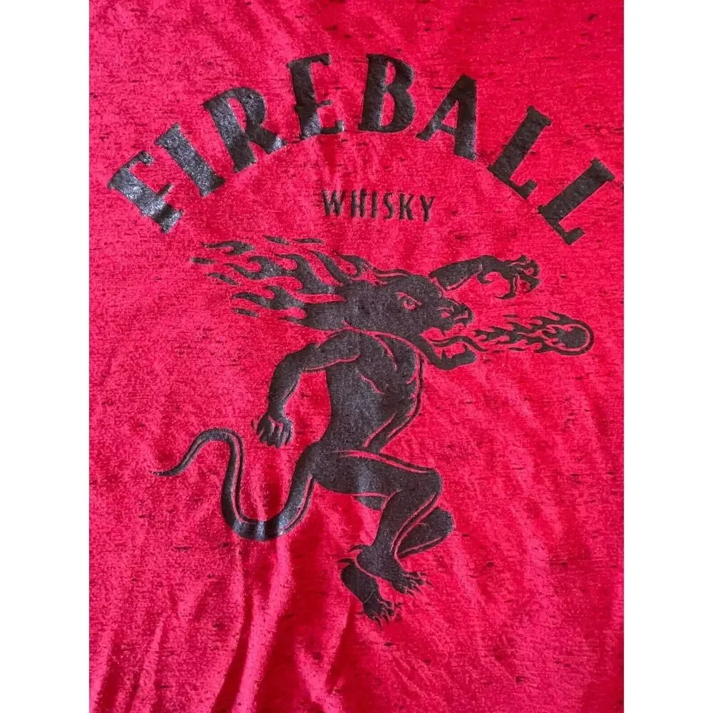 Fireball‎ Whiskey Devil Logo T Shirt Men's XL Red Short Sleeve